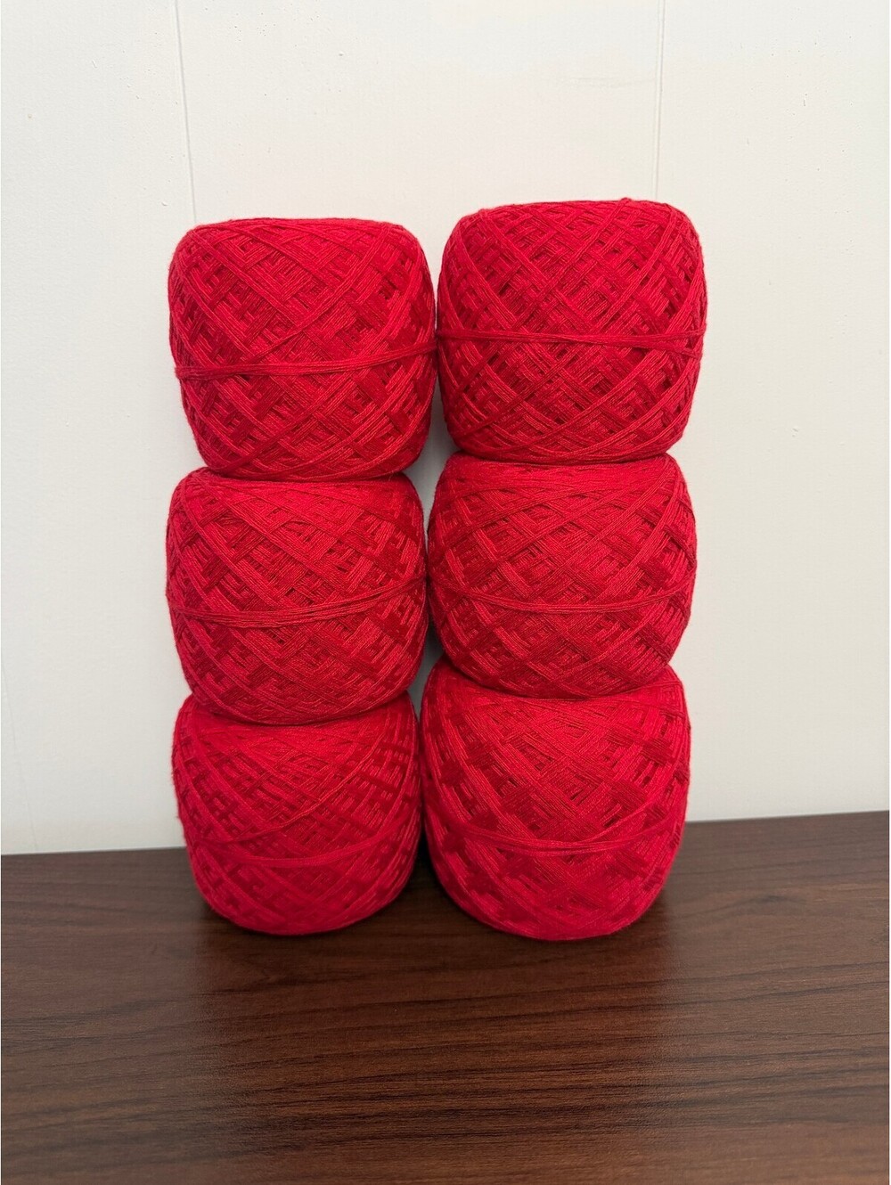 Reclaimed Vintage Cotton DK Yarn 1,260 Yds Bright Red 550g (6 Cakes)